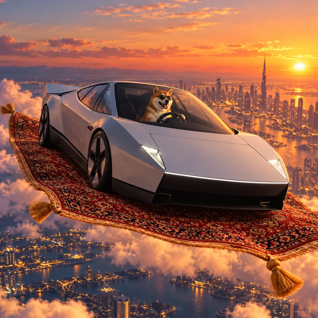 golden hour cruise over the city, tongue out